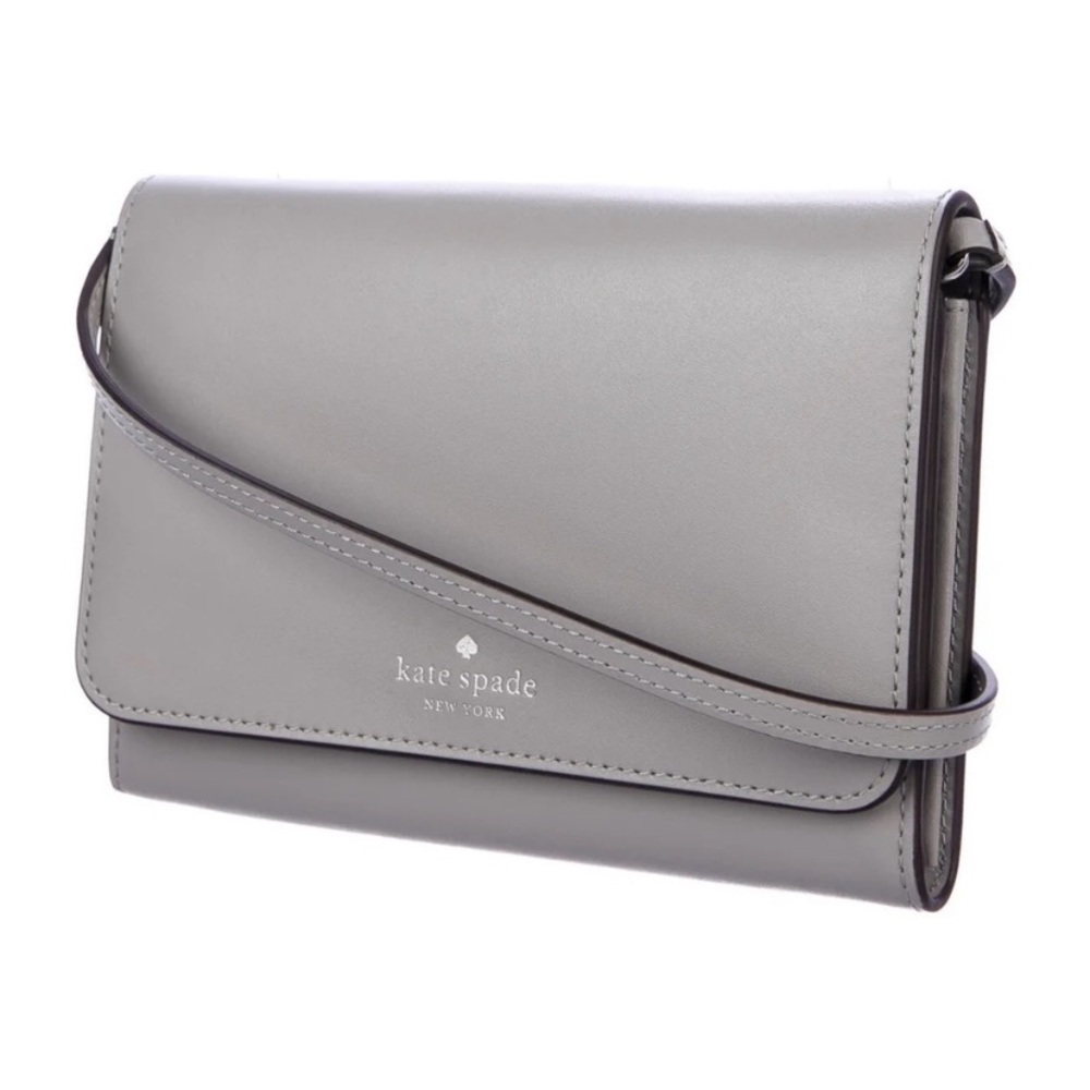 kate spade gray leather crossbody clutch